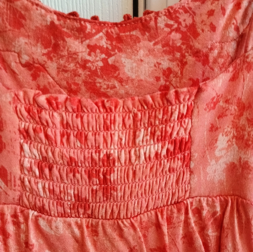 Y2K Mudd Crochet Tiered Spaghetti Strap Mini Sundress/Tank Size‎ Small Orange - Picture 10 of 12